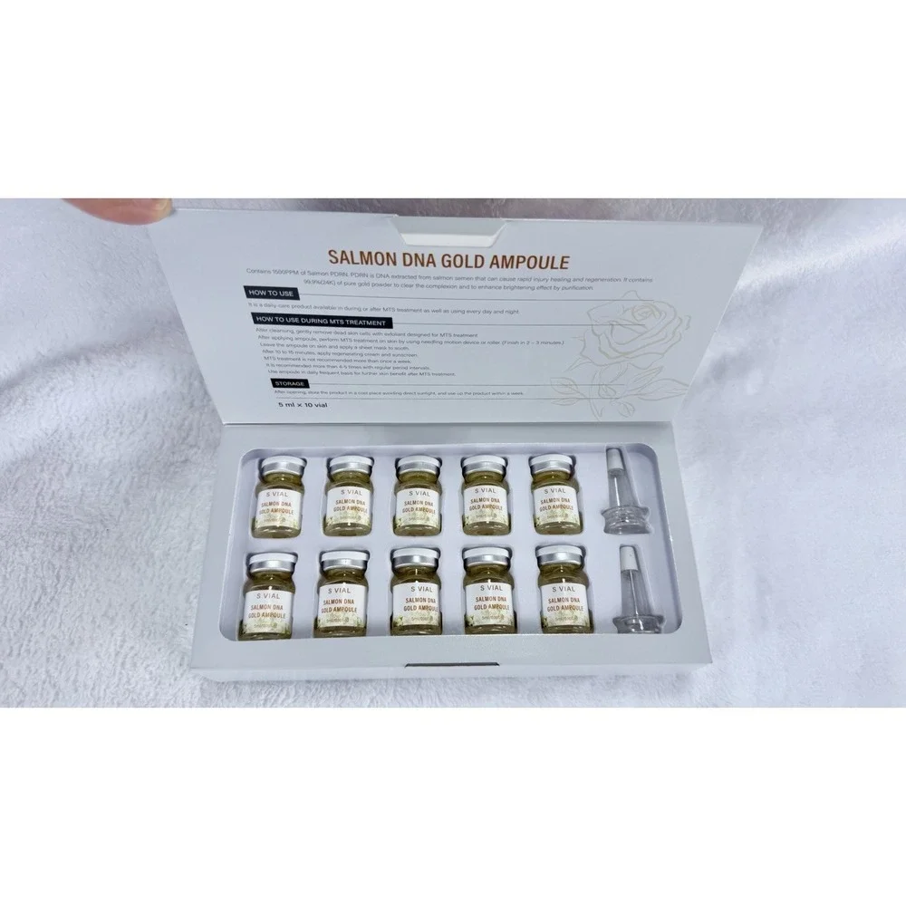 S VIAL Salmon DNA Gold Ampoule Kit PDRN Korean Serum Skin Booster BB Glow 10x5ml